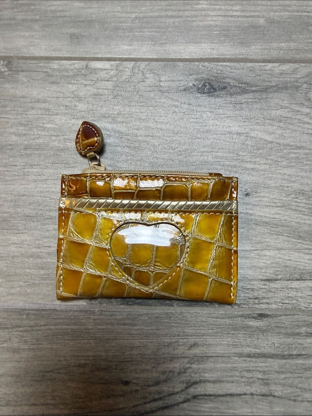 Brighton Yellow Croc-Embossed Heart Card Wallet